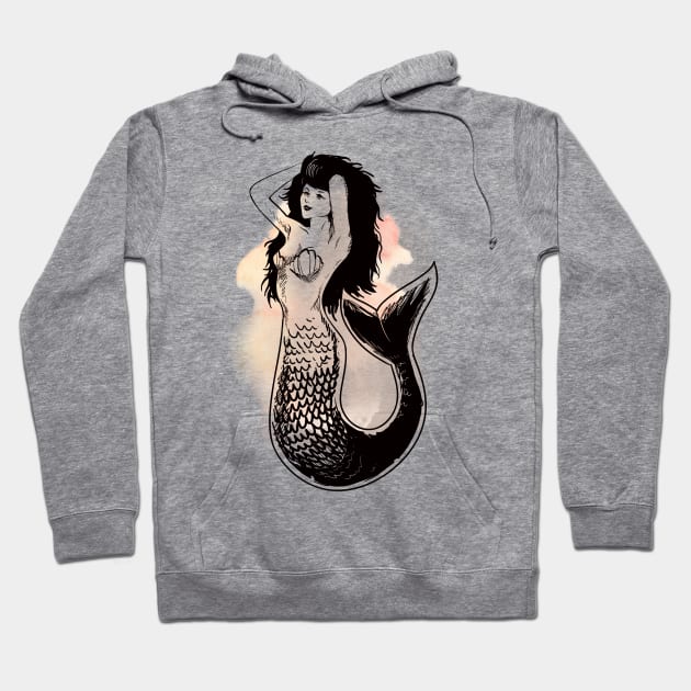 Deep Sea Mermaid Watercolor Fashion Hoodie by BitterBaubles